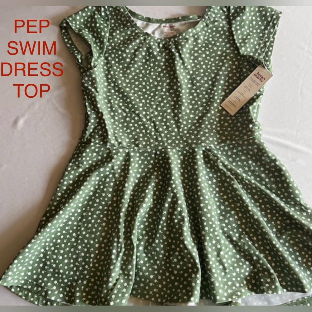 HONEYMARK Kids Pep Swim-dress Top -Sage Green with white daisies - NWT - Picture 2 of 2